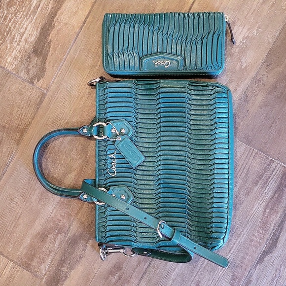 Coach Handbags - Coach Ashley Gathered Leather Mini Crossbody Shoulder Tote w/ Matching Wallet